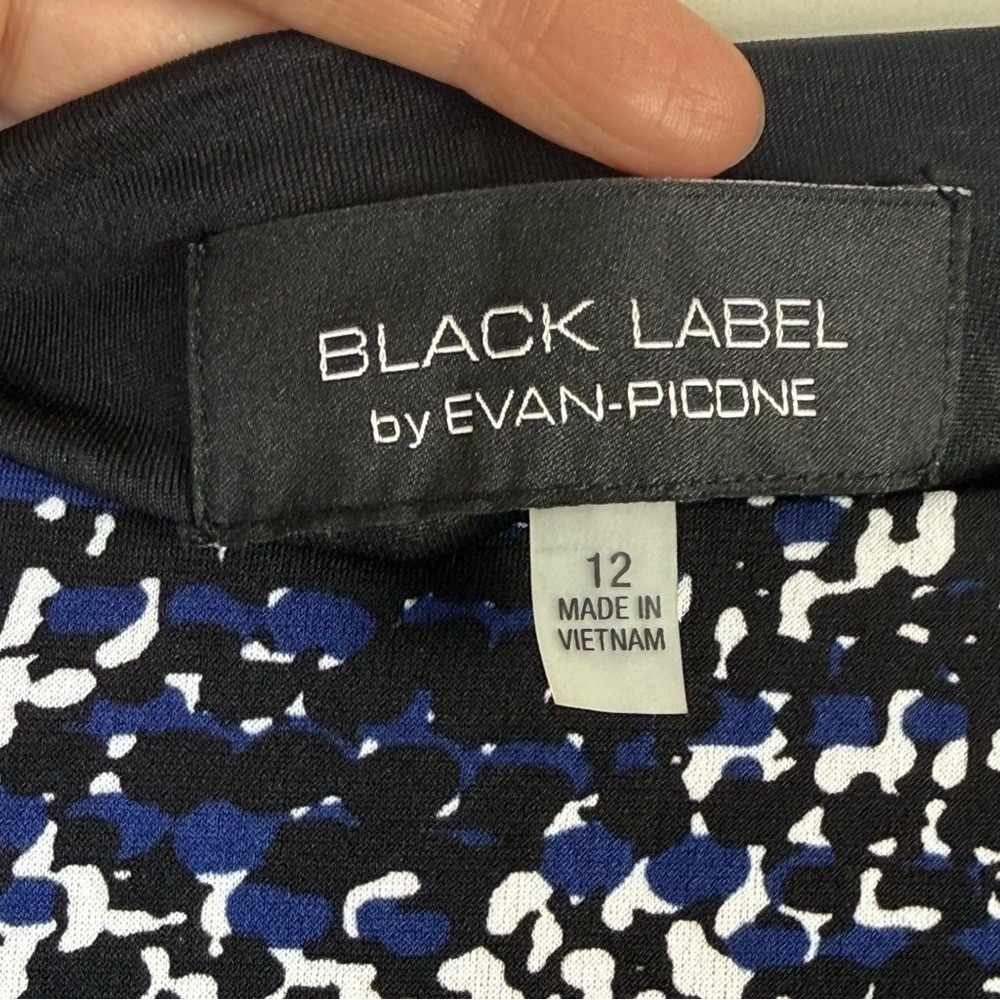 Black Label by Evan-Picone Womens White Patterned Dress‎ sz 12 Bodycon Stretch - Picture 3 of 11